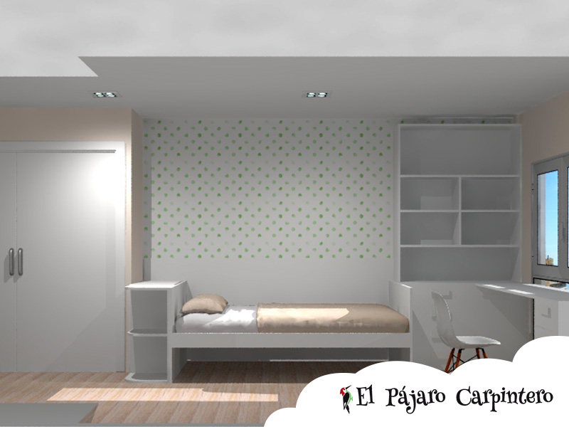 Diseño renderizado dormitorio de la niña