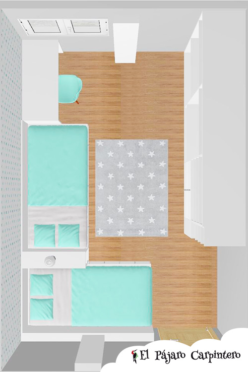 Visualización en planta del dormitorio